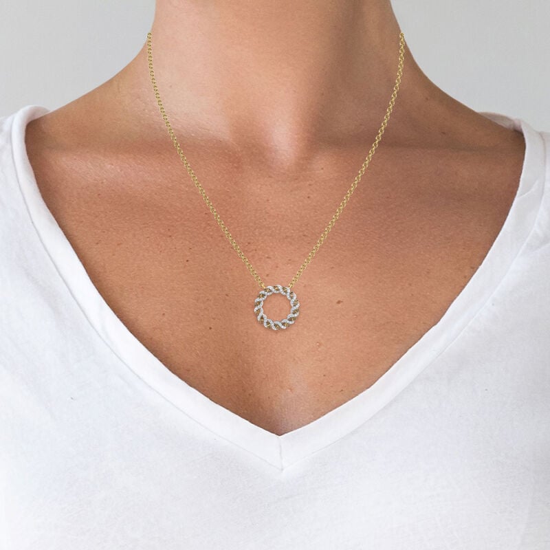 Cocoa & White Diamond Circle 1ctw. Necklace in 10k Yellow Gold image number null